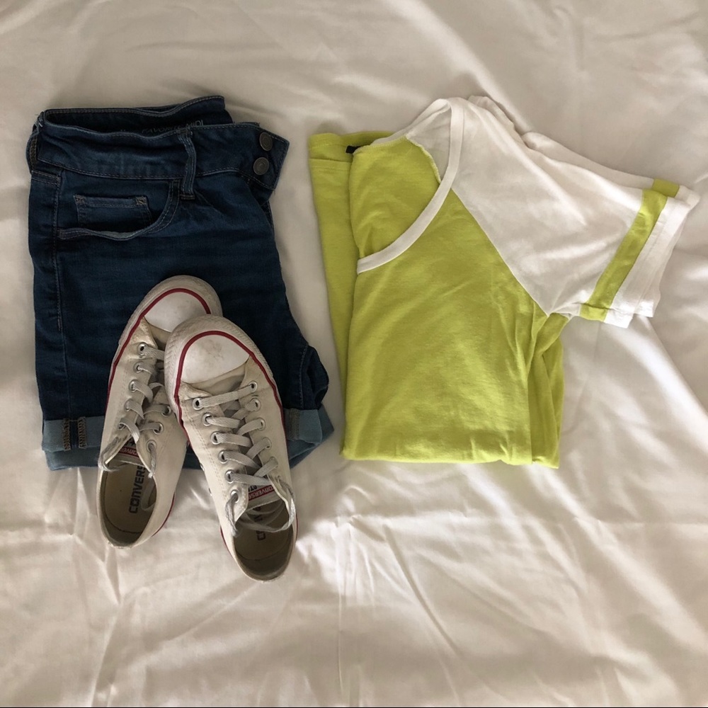 Lime & White Baseball Tee